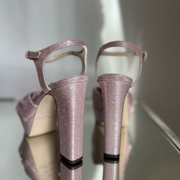 New JIMMY CHOO Heloise Shimmer Ankle-Strap Platform Sandals - Balletpink $1,095 - Picture 8 of 8
